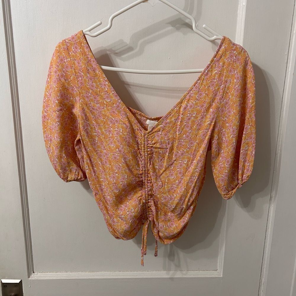 H&M Orange Floral Blouse